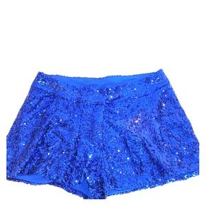 Poof couture blue sequins shorts